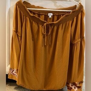 Love, Fire Embroidered Boho Off-Shoulder Top M Medium